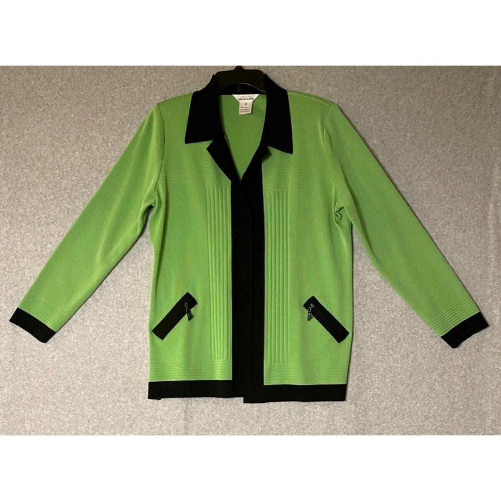 Exclusively Misook Cardigan Womens‎ Medium Kelly Green Open Front Church Wear